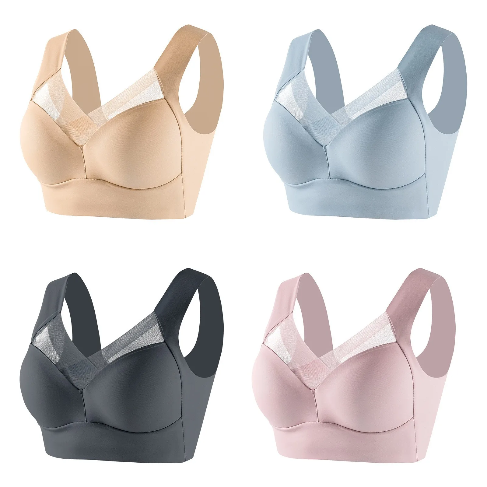 

4 шт., женские хлопковые Бюстгальтеры без косточек