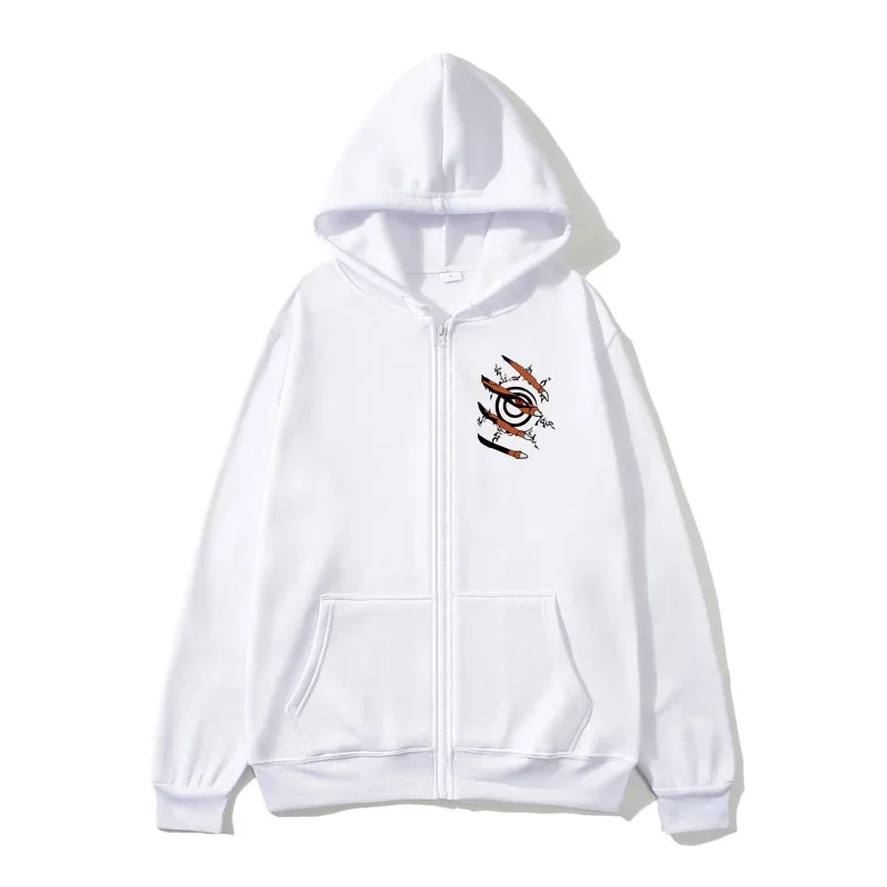 thumbnail image 1 of Sudadera con capucha de manga larga con cremallera para mujer, suéter con estampado de Kurama, ropa de moda de gran tamaño, 1 of 3