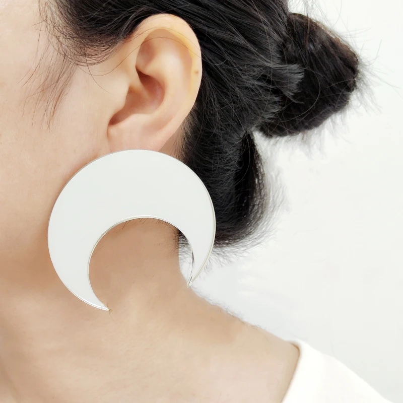 KUGUYS Große Ohrringe aus Acryl mit Halbmond-Motiv für Damen, Schmuck, trendige Accessoires – Detail 3