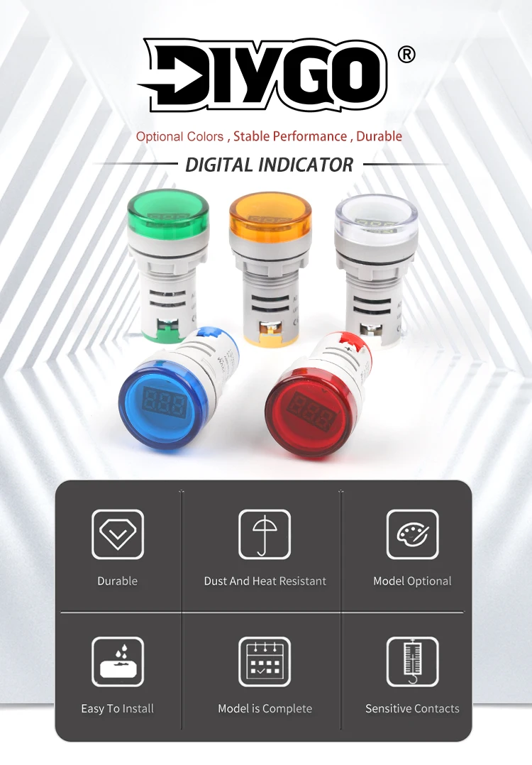 Description Picture 4 of itemAC 20-500V DC 5V-60V Volt Voltage Digital Voltmeter 22mm Round Tester Meter Monitor LED Indicator Small Voltage Meters Display
