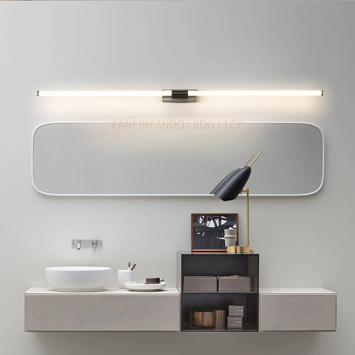 

BDG Black LED Bathroom Light Bedroom Vanity Mirror Light Modern Minimalistic Long Led Wall Lamps Acrylic Tube Indoor Sconce Lamp