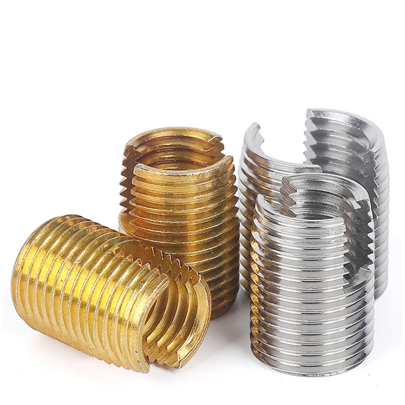 2/ 5/ 10pcs M2 M2.5 M3 M4 M5 M6 M8 ~M16 Galvanized/ Stainless Steel Thread Repair Insert Slotted Self-tapping Screw Sleeve Nuts