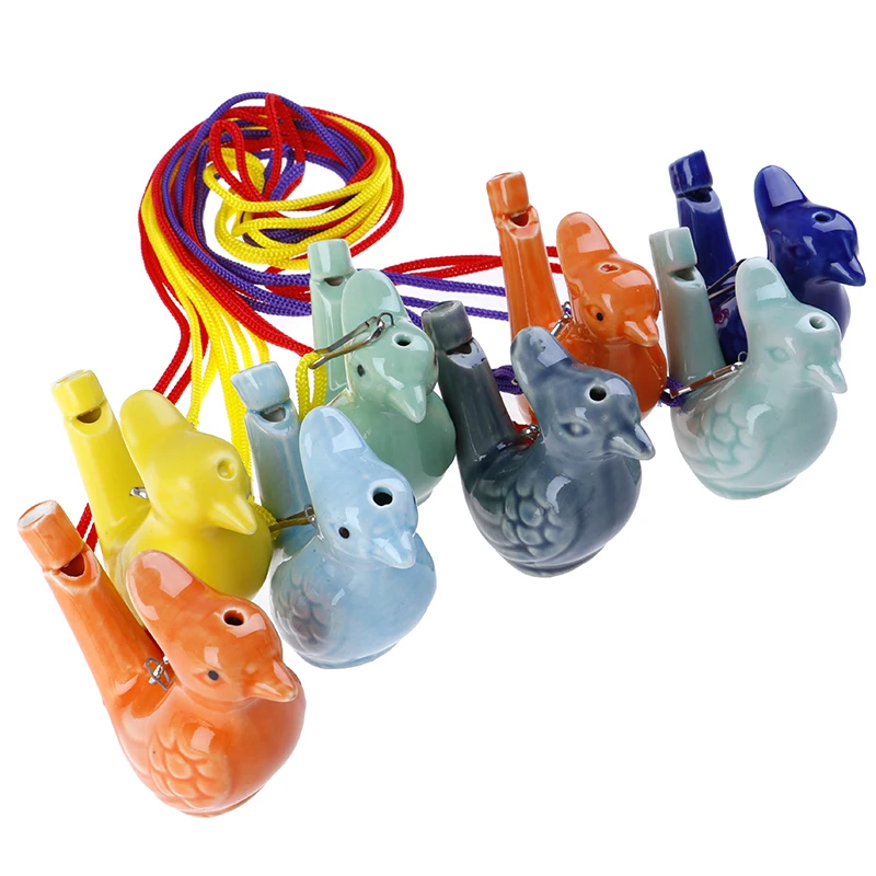 Chinese Ceramic Water Bird Whistle With Rope Vintage Funny Musical Toys 1pcs