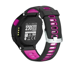 Dual - Color Silicone Watch Straps for Garmin Forerunner Series (Black and Purple)