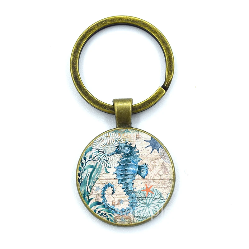 2023AlloyKeyChain25mmVintageOceanMarineLifeJewelryTurtle