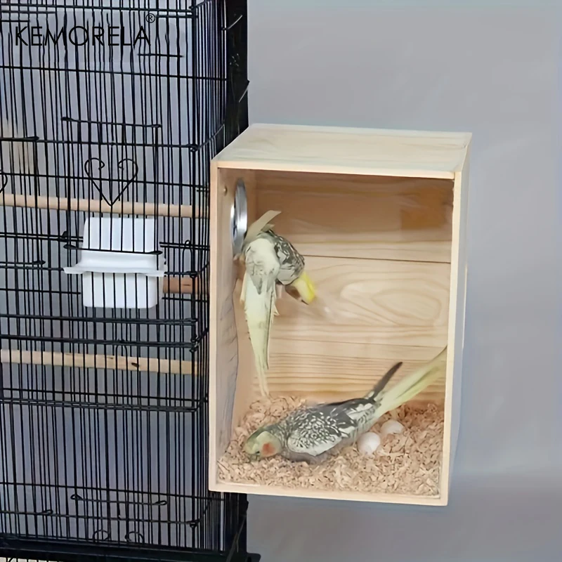 KEMORELA Wood Bird House Nest Birds Breeding Box Bird Parrot Breeding Decorative Cages Pet Accessories Home Balcony Decoration
