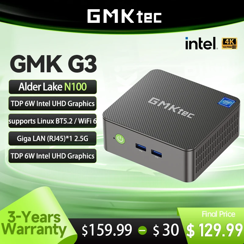 Gmktec G3 Mini Pc Windows 11 Pro Alder Lake N100 Intel 12Th Bwifi 6 Computer Desktop Mini Pc Funziona