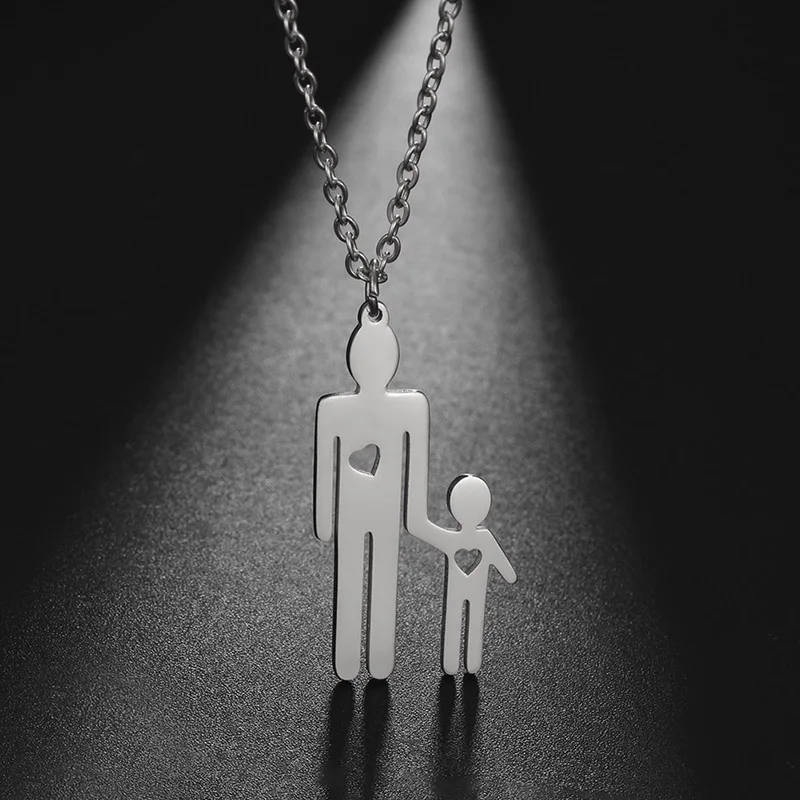 Dreamtimes Family Love Necklace Father Chain Kid Child Baby Son Daughter Gift For Woman Man Stainless Steel Pendant Jewelry Gift_voghion.com