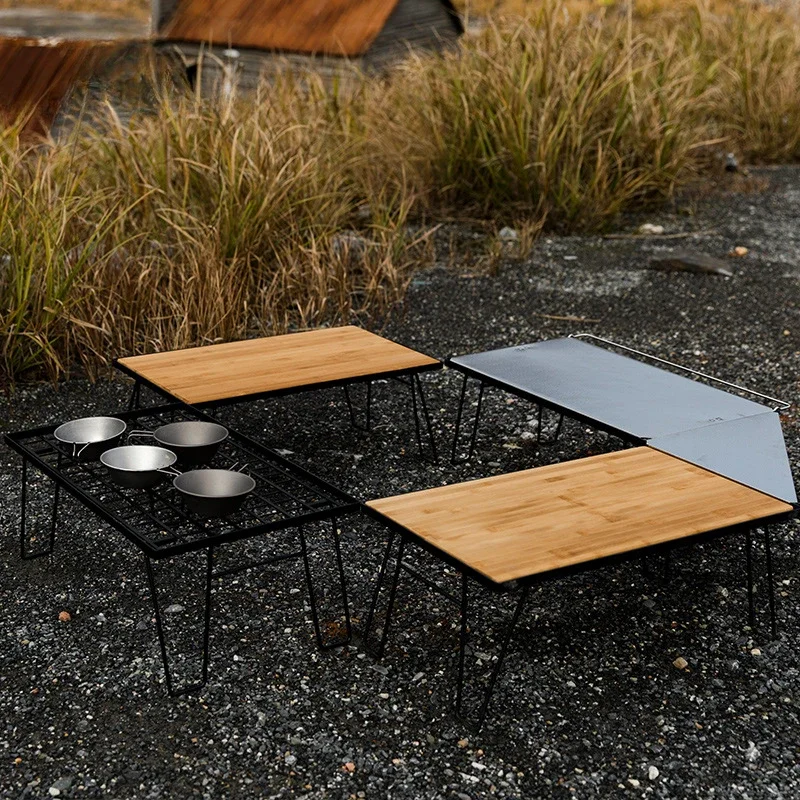 

Camping Multifunctional Portable Outdoor Barbecue Folding Table BBQ Removable Simple Shelf Steel Mesh Car Self Driving Desk