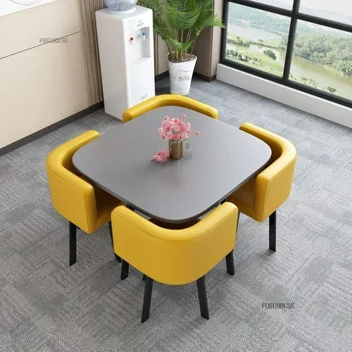 Conjunto de mesas de jantar redondas nórdicas, móveis para sala de jantar, cozinha, conjunto de mesa de jantar com 4 cadeiras, luz para casa, mesas centrais de luxo 48
