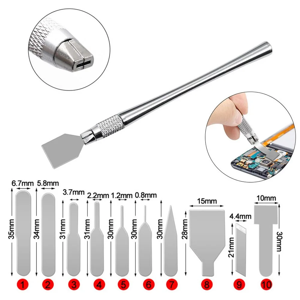 CPU Prying Cutter Knife Disassembly Blades Pry Opening Tool Metal Crowbar For Repairing Phone Computer IC Chip BGA Hand Tools 12pcs plastic spudger pry tools crowbar shovel blade open screen electronics repair tool kit for smartphone tablet disassembly