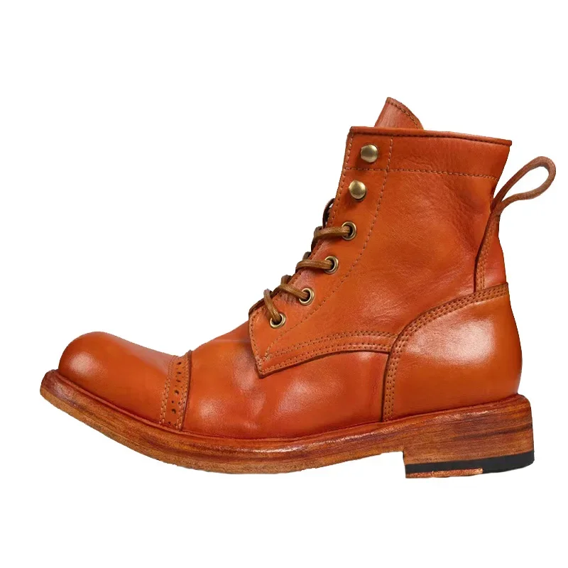 VogeLuxe | Men’s Smooth Leather Pull On Mid Calf Work Boots main image 0