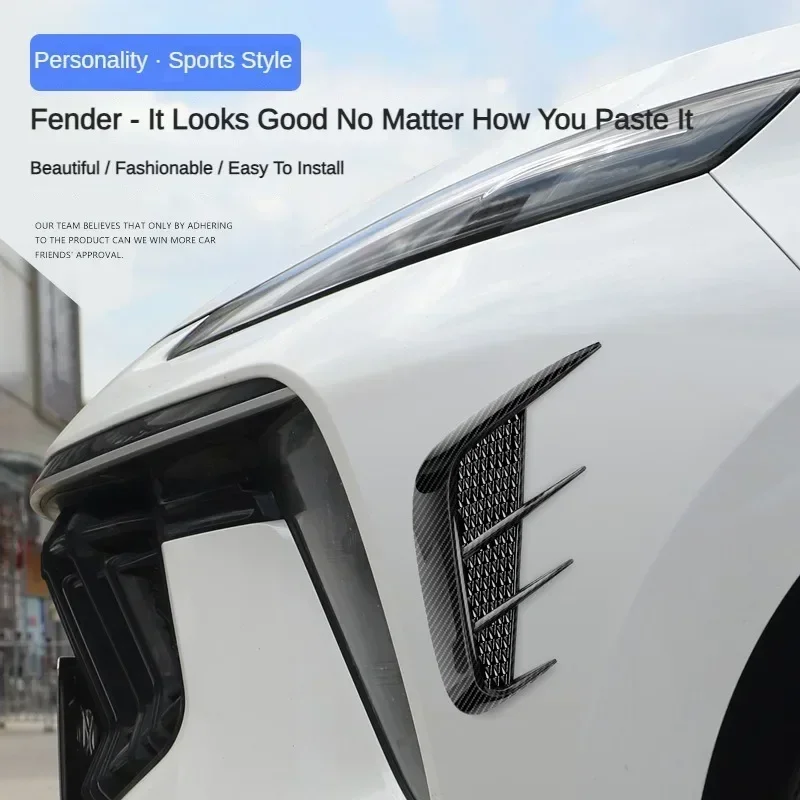 Pair Multipurpose Carbon Fibre Car Shark Gills Emulation Vent Side Air Inlet Hood Decoration Vehicle air outlet Car Body Sticker hood scoop stickers car body trim accessories