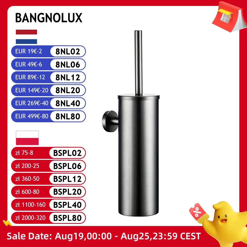 Toilet Brush Set Bagnolux Stainless Steel Gray Round With Protective Bucket Toilet Brush WC Durable Type Bathroom Accessories toilet brush set