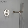 Brushed Rose Gold Shower Faucet Dual Control Wall Mounted Single Handheld Shower And Spout Hot And Cold Bathroom Bathtub Tap Sho 1