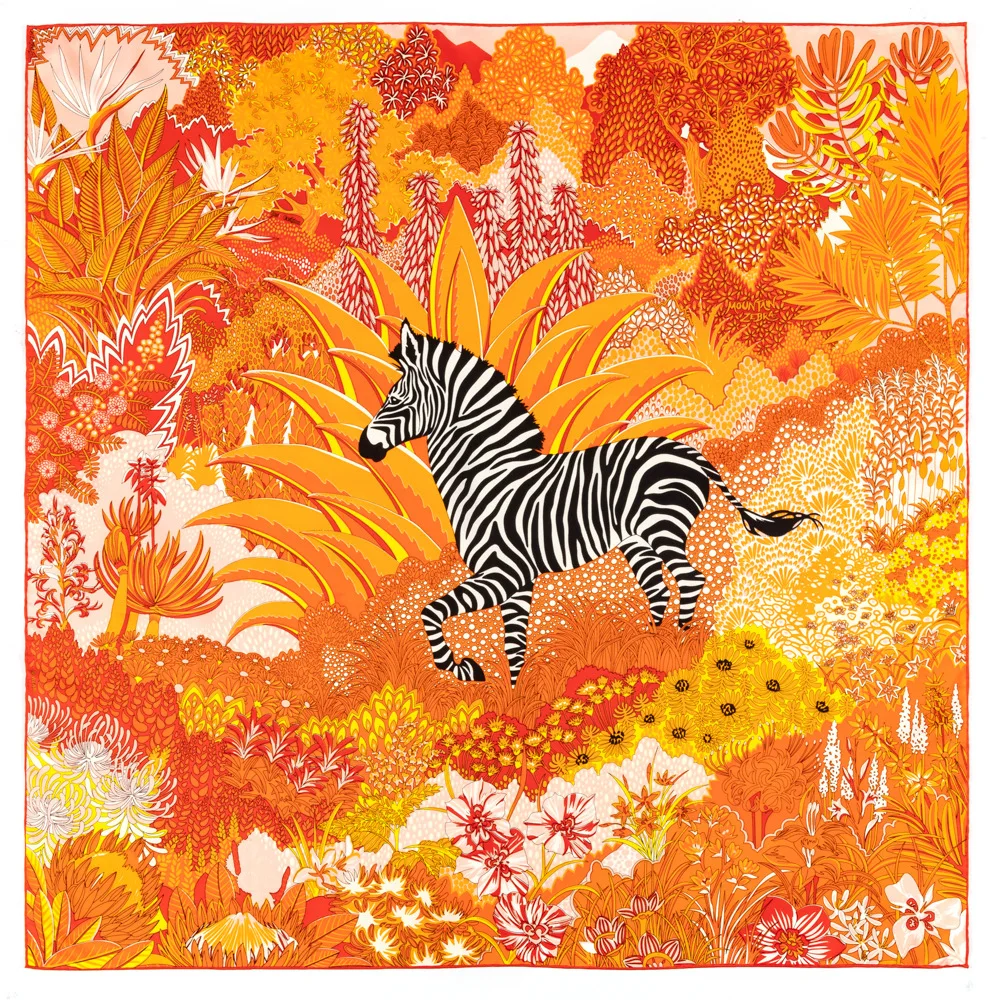 2023 Luxury Scarf Zebra Women Silk Shawl 35in Scarf Design Stoles Lady Wrap Bandanas Hijab Femme Present 4
