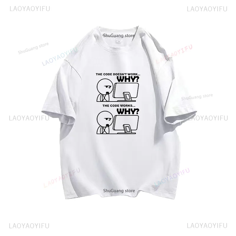 

Забавная Футболка с принтом Why The Code Works, топы, футболки с смешным рисунком, Мужская одежда, Женская хлопковая футболка с коротким рукавом