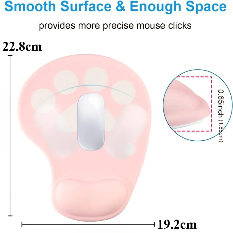 Tapis de souris ergonomique patte de chat, avec repose-poignet, Surface confortable, pour les jeux, le bureau et la maison 6