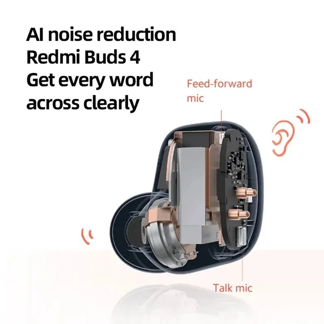 Xiaomi Redmi Buds 4 TWS Earphone Bluetooth 5.2 35dB Active Noise Cancelling  2 Mic Wireless Headphone 30 Hours Battery Life IP54