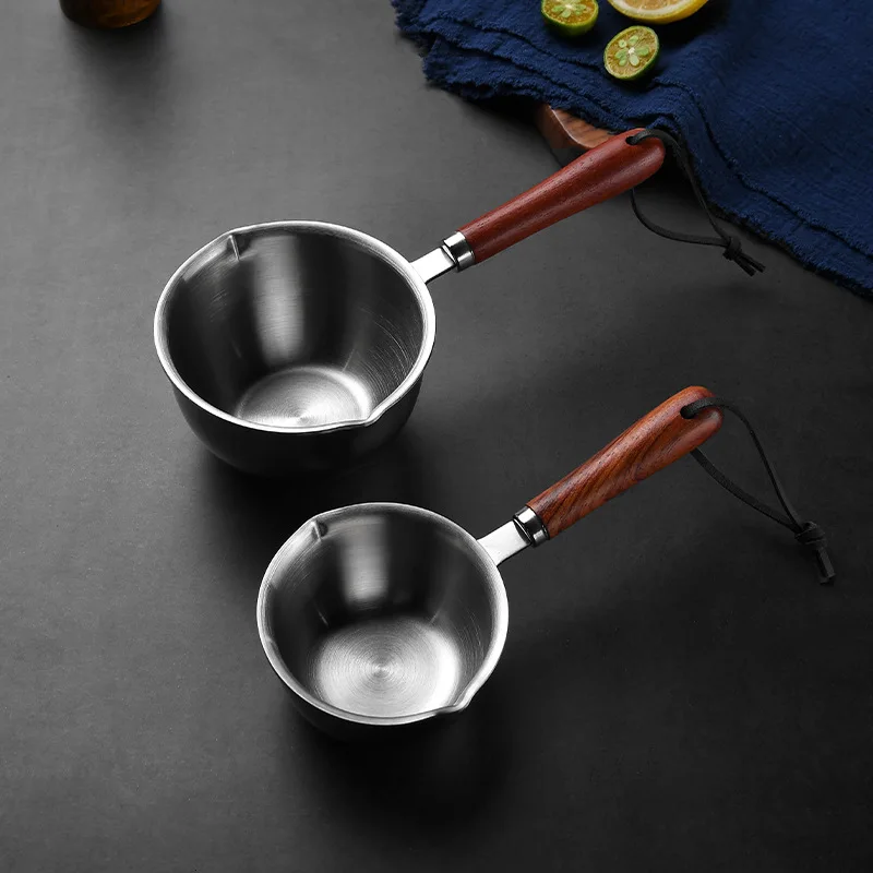 

Wooden Handle Non-stick Small Milk Pot Stove Top Butter Warmer Pan Stainless Steel Thickened Soup Pot Household Cooker Pot