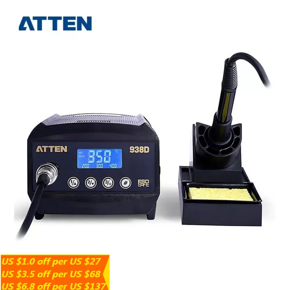 

ATTEN AT938D 60W ESD Digital Soldering Iron Station SMD Rework Staion For BGA Soldering Mortherboard Repair