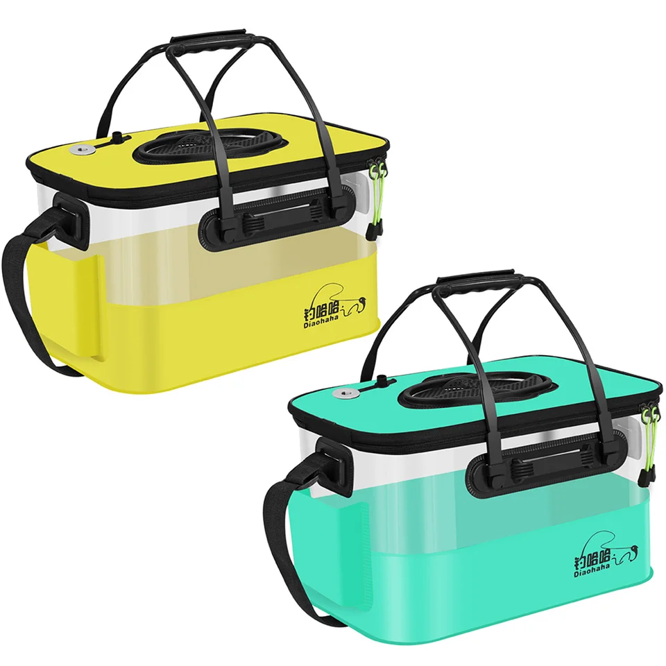 Secchio Pieghevole Per Pesca 40x25x22cm - Contenitore Pesci Vivi Con Coperchio Trasparente - Foto 11