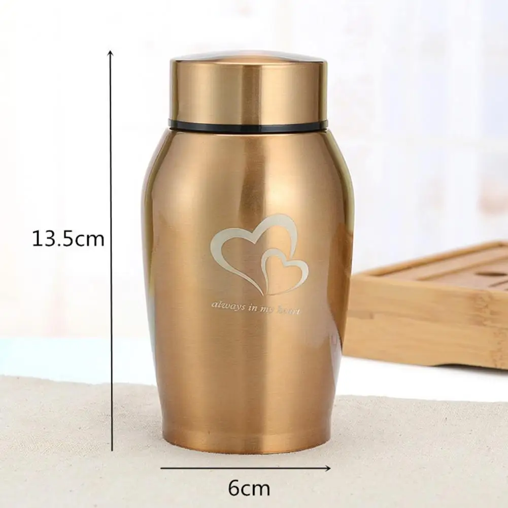 Stainless Steel Pet Urn Smooth Surface Secure Closure Dog Urn Screw-in Lid Memorial Pet Ash Container Supplies Cremation Urn