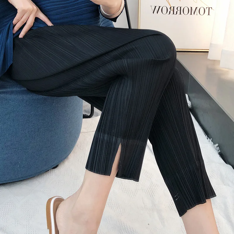 

Ladies pleated pants, women's pencil pants, 2022 spring and summer new style slit loose and slim pencil pants