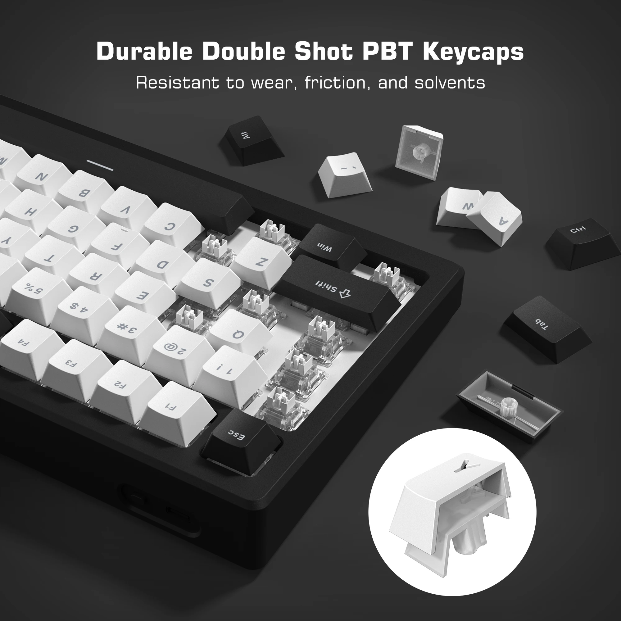 Cereja Perfil Backlit Pbt Keycaps Rgb Gateron Switches mx Gamer Teclado Mecânico Branco Preto 124 Chaves - Imagem 4
