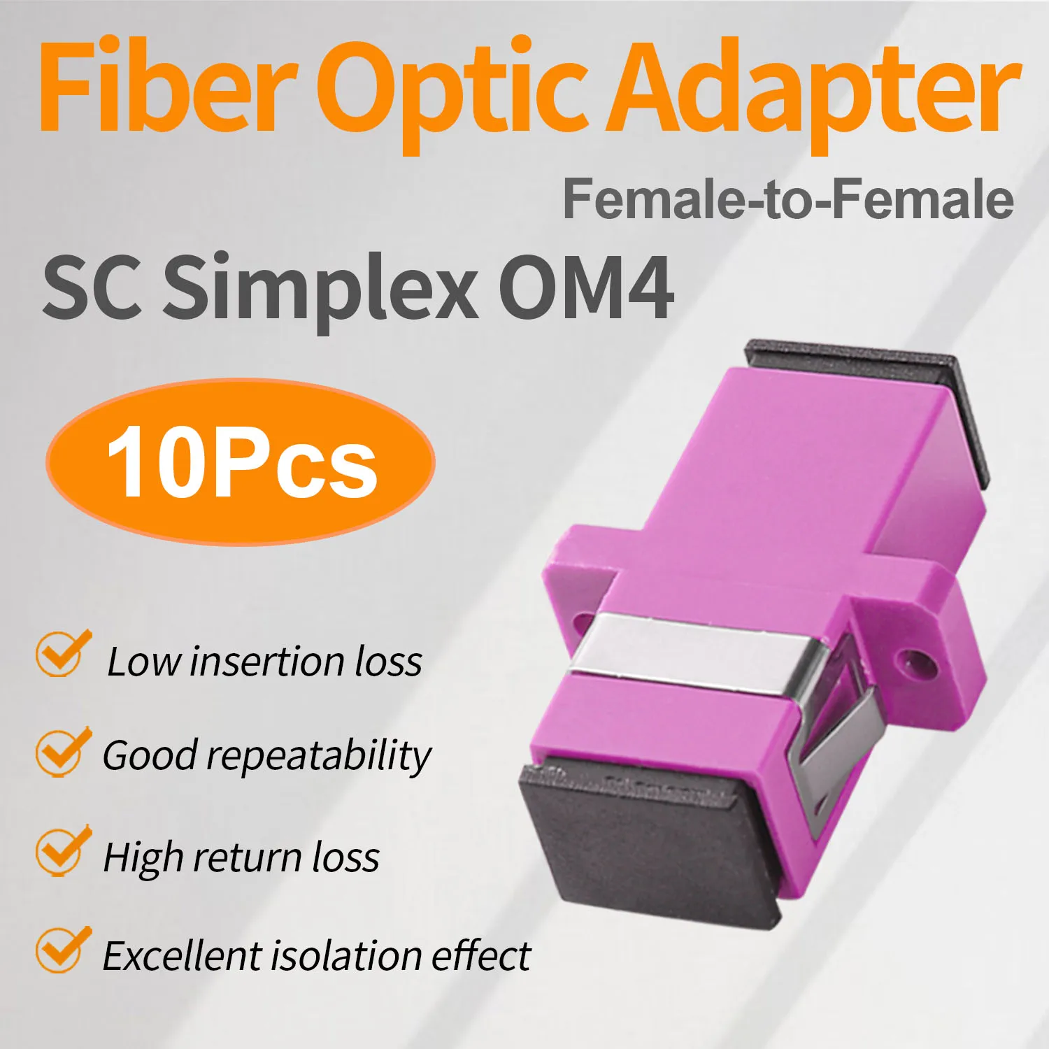 

10 Pcs SC OM4 Multi-Mode Couplers, Simplex Fiber Optical Adapters Cable Connectors MM Flange Ftth