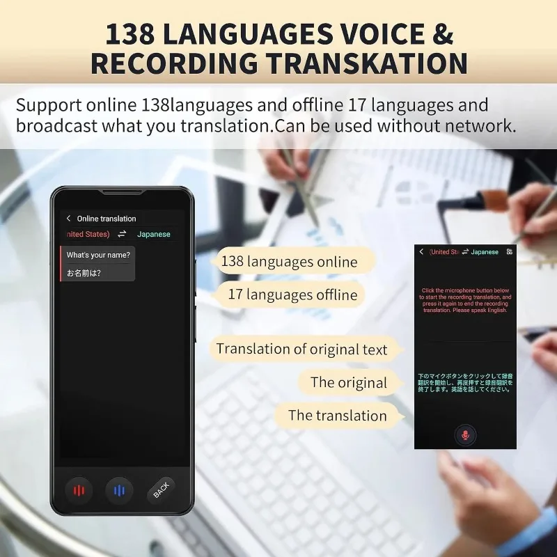 F13 Translator Intelligent AI ChatGPT Voice Assistant Accurate Translation Supports 140 Languages Offline Photo Recording