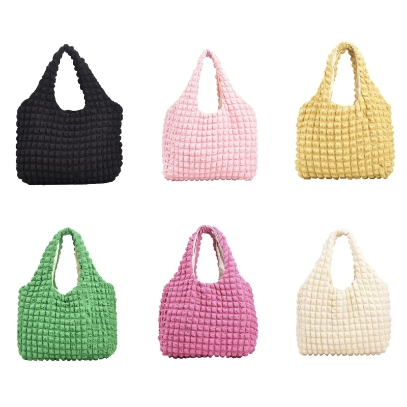 Elegant Tote Bag Shopping Bag Canvas Bag Handbag Pleated Cloud Bag Shoulder Bag for Girls Women E74B
