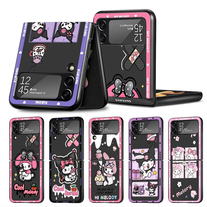 Custodia Per Telefono Zflip Per Samsung Galaxy Z Flip 4 3 5G Hard Cover Z Flip 3 Zflip 4 Z Flip 3 Black Fundas Kuromi E Mymelody Cherry