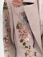 HIGH STREET Newest Fashion Designer Runway Suit Set Women's 3D Flowers Beaded Blazer Wide Leg Pants Set - Image 6
