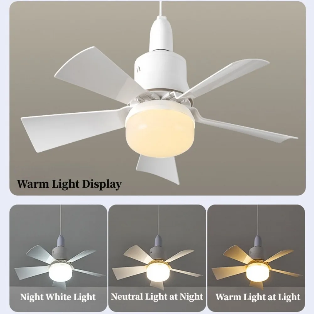 E27 Screw Head LED Fan Light Remote Control Three Color Dimming Detachable Fan Leaf for Kitchen Bedroom Smart Silent Use 85-265V 4