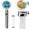 Water Saving Shower Head High Preassure Turbo Propeller Flow Showerhead with Fan Built-in Filter Rainfall Bathroom Accessories 6