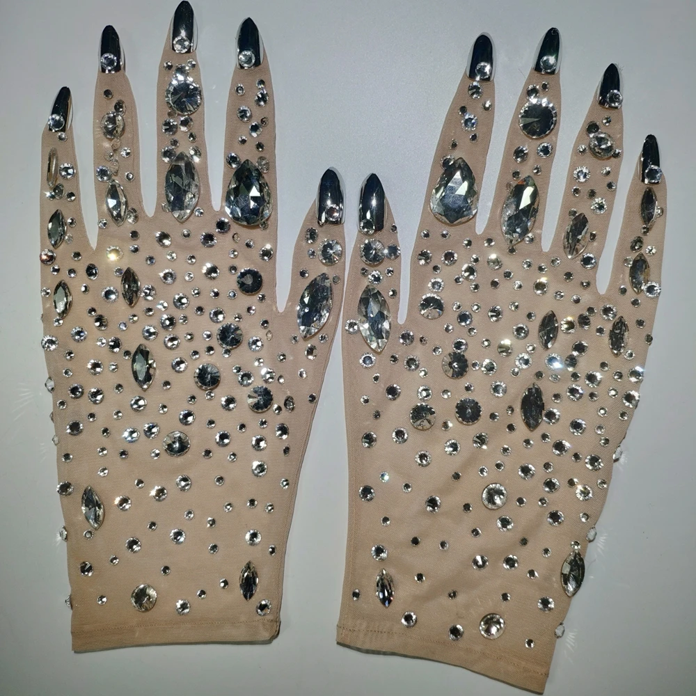 Gants En Maille Avec Strass Pour Femme, Gants De Mariée En Résille