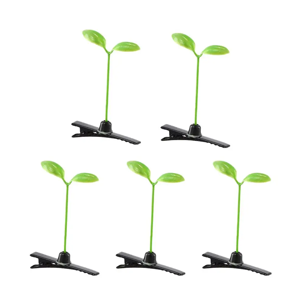 5Pcs Mini Bean Sprout Hair Grips Kids Sweet Girls Plant Grass Hairpins Hairpin Clips Hair Styling Kids Hair Claw Tool Print T4V0