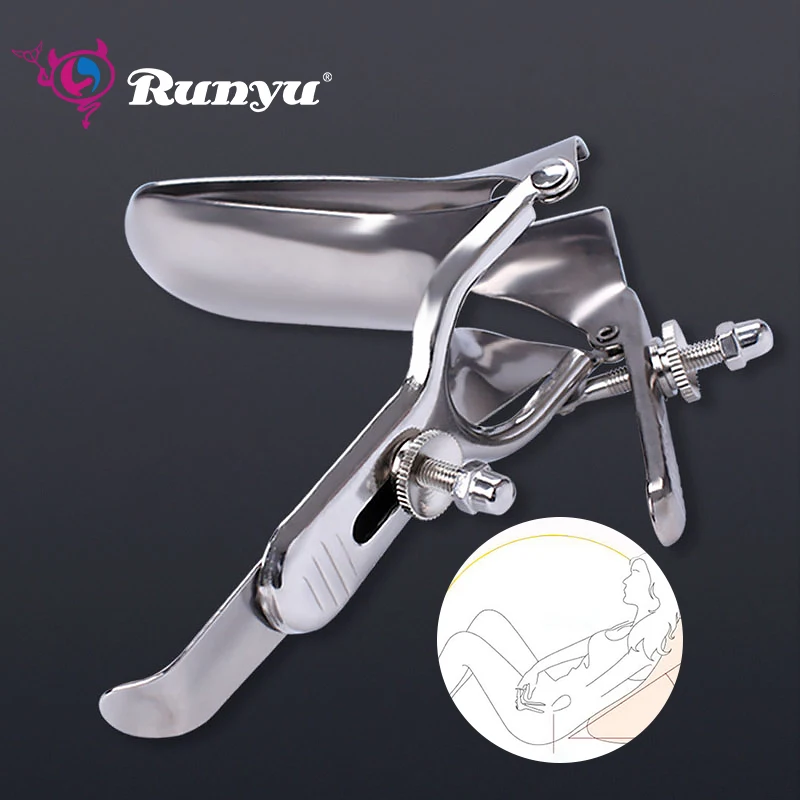 Runyu Vaginal Extender Speculum Duckbill Stainless Steel Gynecological Instruments Female Extreme Private Parts Enema Sex Toys vagina speculum