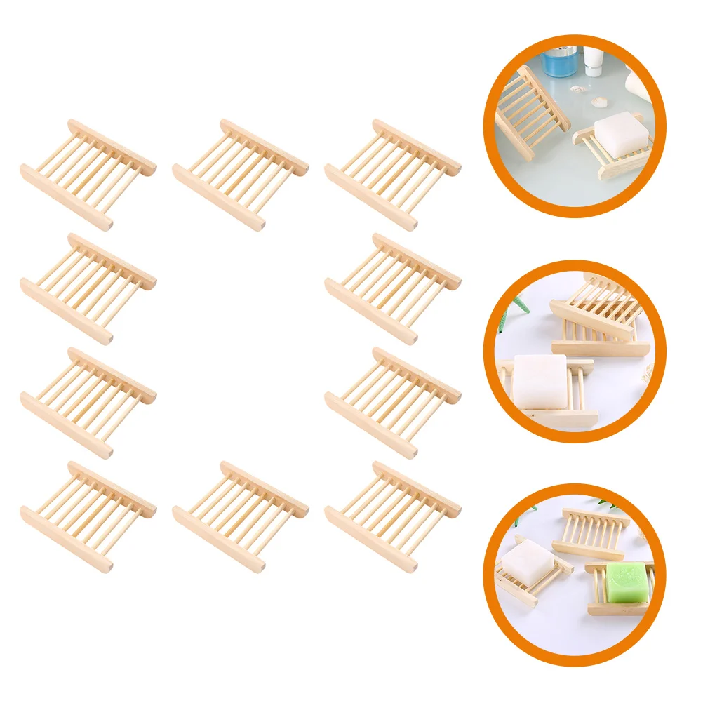 

10 Pcs Soap Dish Bathroom Large No Punching Drain Storage Rack 10pcs Holder Cases Wooden