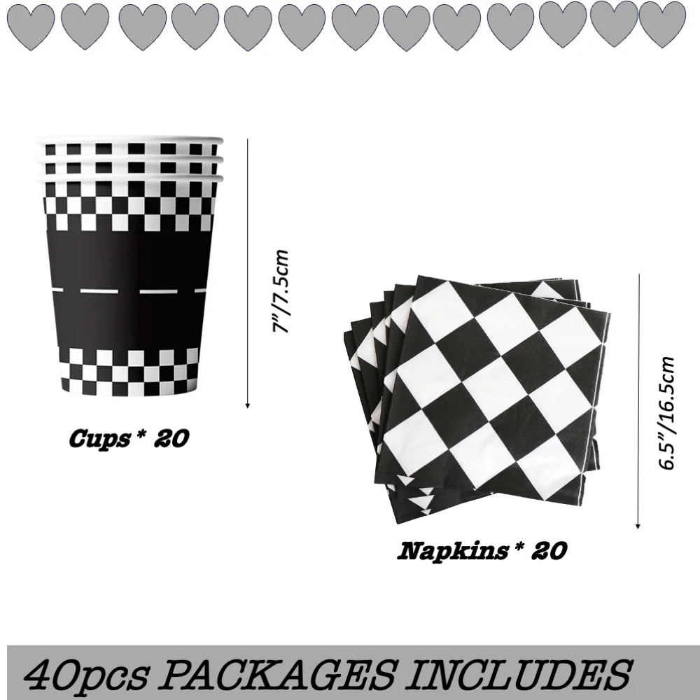 

Race Car 40pcs Party Sets Napkins Cups For School College Home Dinning Baby Shower Wedding Birthday Anniversary Events