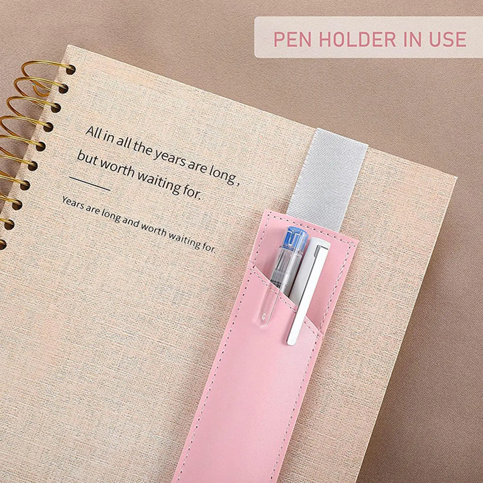 Pen Holder Adjustable Elastic Band PU Pen Sleeve Pouch Large Capacity
