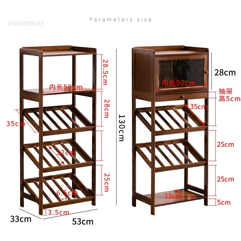 European Bamboo Villa Floor Bar Cabinets Living Room Furniture Wine-bottle Holder Simple Household Restaurant Storage Racks L