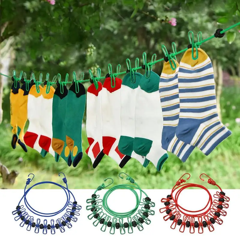 

Портативная веревка для одежды с 12 зажимами, выдвижная сушилка для белья, веревка для одежды, сушилка для одежды, веревка для одежды, подвесные линии для улицы