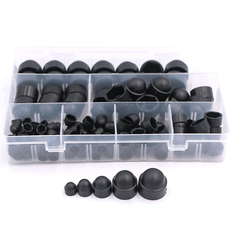 145pcs M4 M5 M6 M8 M10 M12 돔 도어 나사 보호 커버 노출된 육각형 플라스틱 PE 너트 볼트 방진