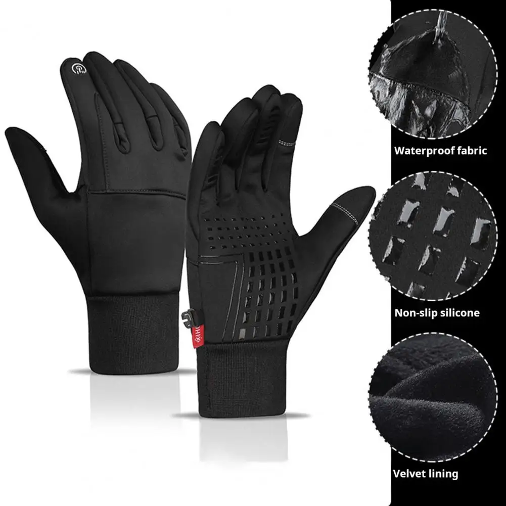Winter Thermal Gloves Windproof Touchscreen Cycling Motorcycle Gloves Anti-slip Cold Weather Men Women Full Finger Riding Gloves 2