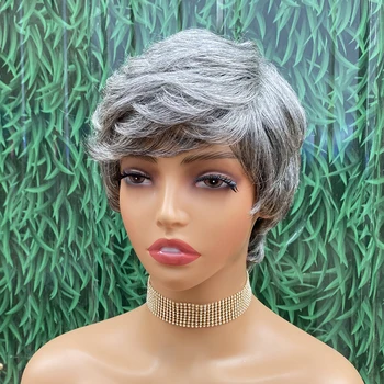 Miss Rola brasiliano mette in evidenza parrucche grigie fatte a macchina parrucche 100% capelli umani attaccatura dei capelli naturale Remy 180% densità