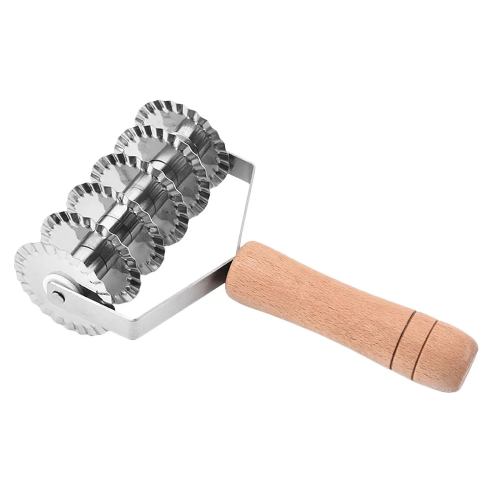 Ergonomic Wood Handle Noodle Cutter Stainless Steel Dough Cutter Lattice Roll Cutter Kitchen Supplies Pizza Tool Baking Equipment