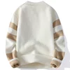 Autumn Mens Block Color Sweater Matching Winter Knitted Sweater Men High-quality Pullover Loose Warm Thick Streetwear Pullovers 3