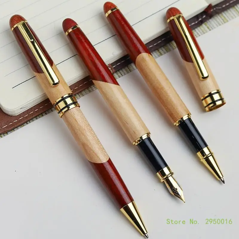 Metal Ballpoint Pen Bamboo Fountain Smooth Writing Business School Supplies for Women Man